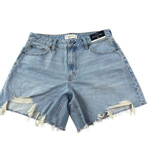 Abercrombie Curve Love Loose Denim Shorts Womens 29 Distressed Raw Hem Y2K New
